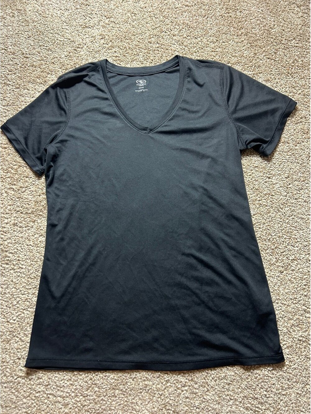 Athletic Works  Women's Charcoal Gray V-Neck Performance T-Shirt Short Sz Small